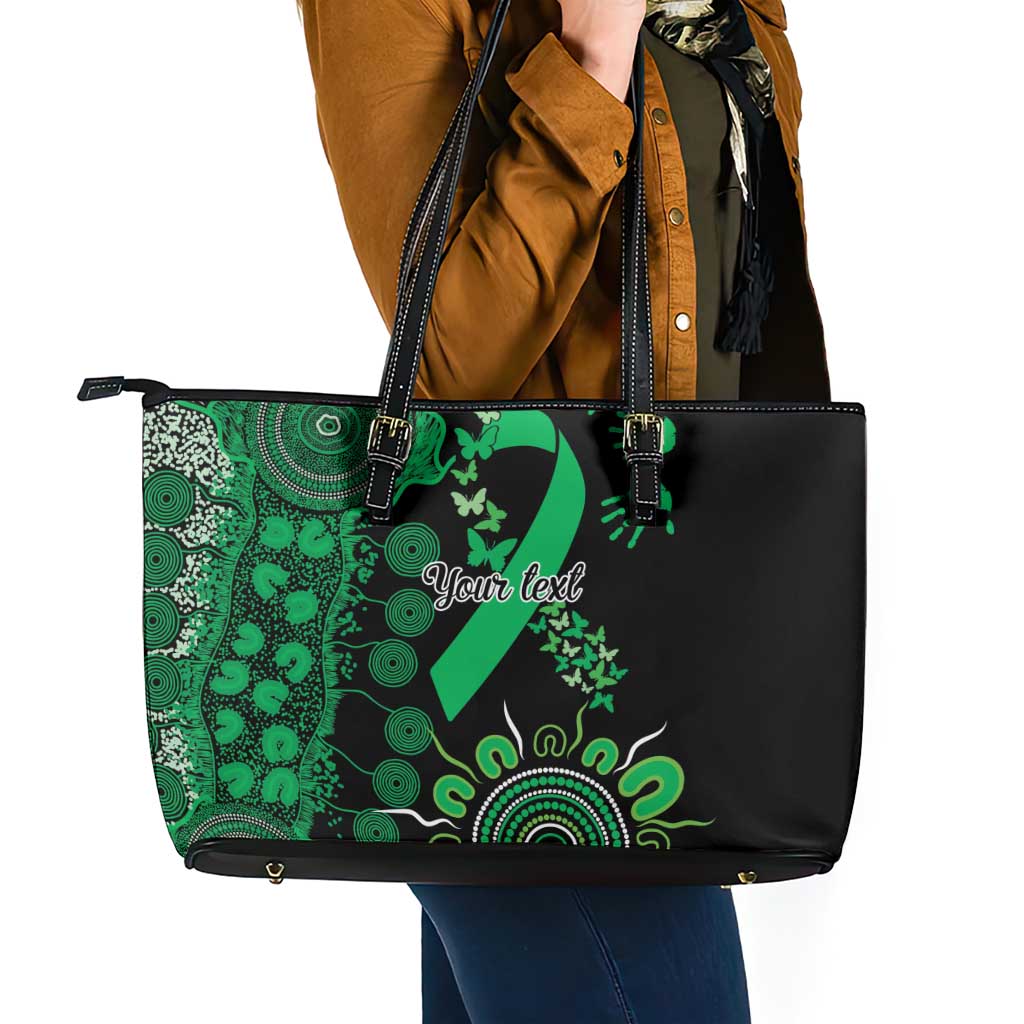 Minority Mental Health Awareness Personalised Leather Tote Bag Aboriginal Ribbon Dot Painting
