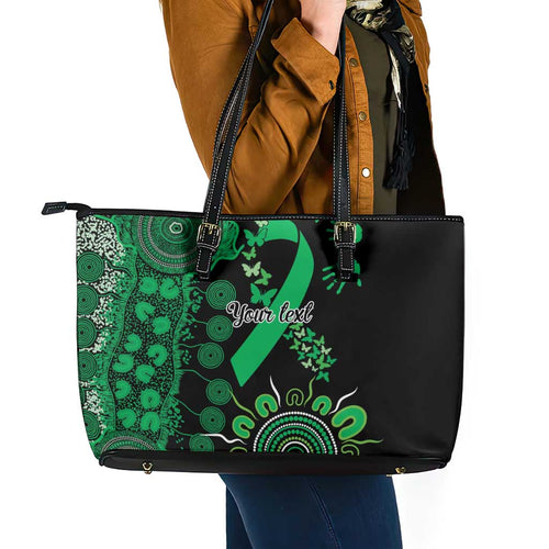 Minority Mental Health Awareness Personalised Leather Tote Bag Aboriginal Ribbon Dot Painting