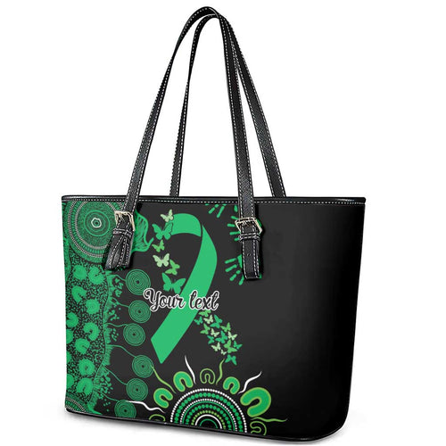 Minority Mental Health Awareness Personalised Leather Tote Bag Aboriginal Ribbon Dot Painting