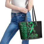 Minority Mental Health Awareness Personalised Leather Tote Bag Aboriginal Ribbon Dot Painting