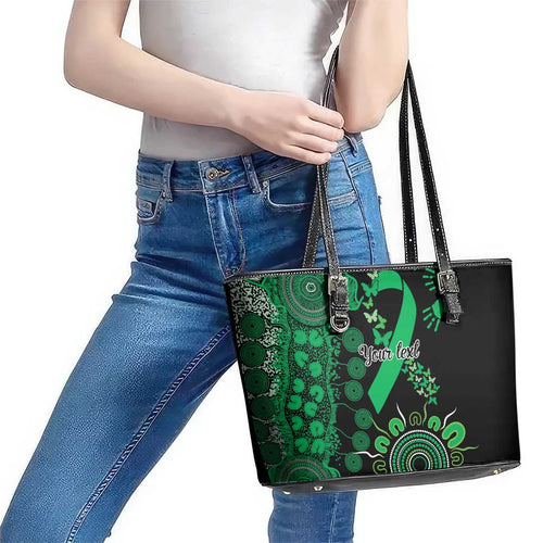 Minority Mental Health Awareness Personalised Leather Tote Bag Aboriginal Ribbon Dot Painting