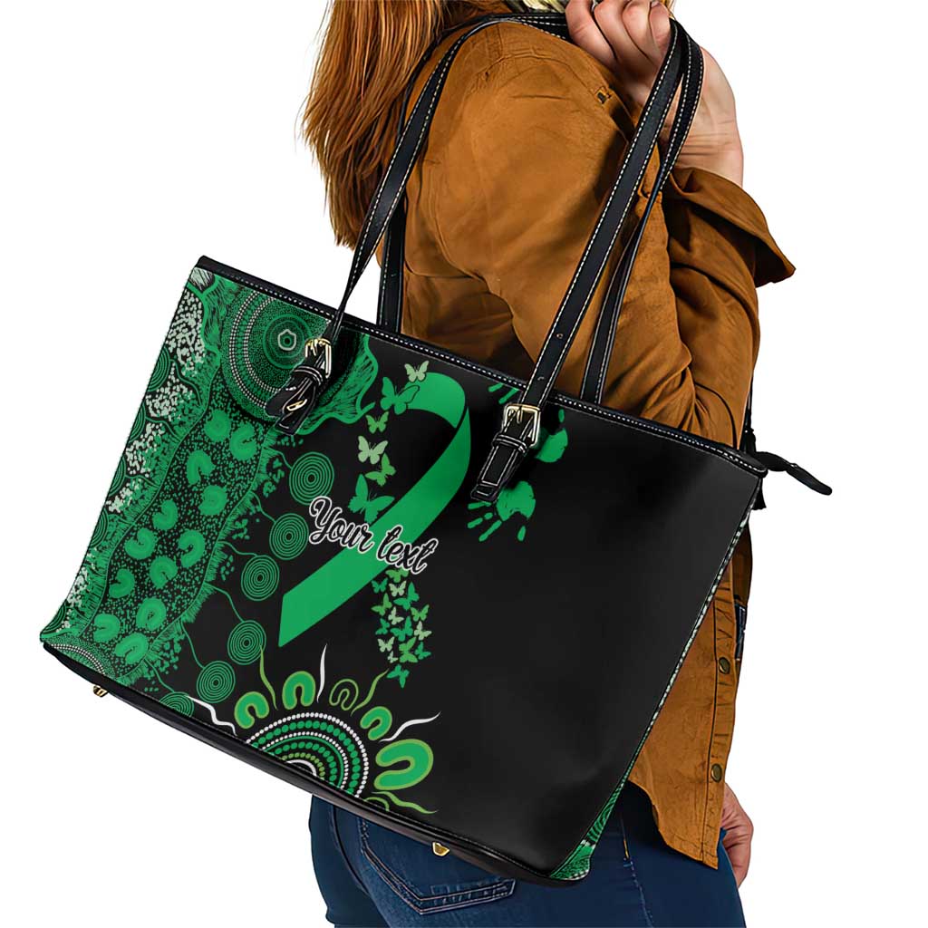 Minority Mental Health Awareness Personalised Leather Tote Bag Aboriginal Ribbon Dot Painting