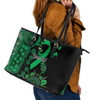 Minority Mental Health Awareness Personalised Leather Tote Bag Aboriginal Ribbon Dot Painting
