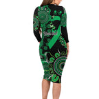 Minority Mental Health Awareness Personalised Long Sleeve Bodycon Dress Aboriginal Ribbon Dot Painting