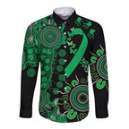 Minority Mental Health Awareness Personalised Long Sleeve Button Shirt Aboriginal Ribbon Dot Painting