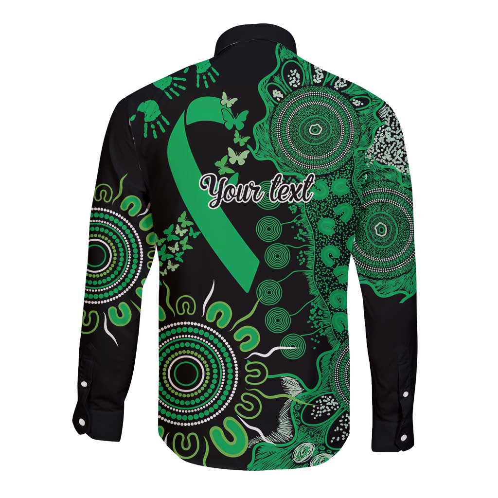 Minority Mental Health Awareness Personalised Long Sleeve Button Shirt Aboriginal Ribbon Dot Painting