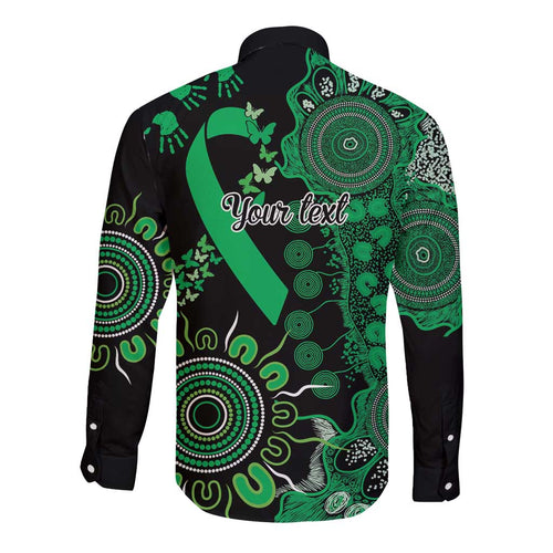 Minority Mental Health Awareness Personalised Long Sleeve Button Shirt Aboriginal Ribbon Dot Painting