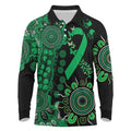 Minority Mental Health Awareness Personalised Long Sleeve Polo Shirt Aboriginal Ribbon Dot Painting