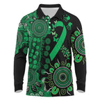 Minority Mental Health Awareness Personalised Long Sleeve Polo Shirt Aboriginal Ribbon Dot Painting