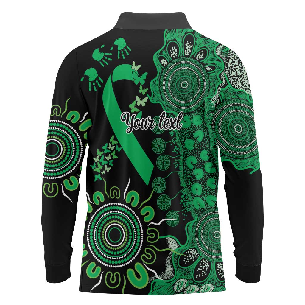Minority Mental Health Awareness Personalised Long Sleeve Polo Shirt Aboriginal Ribbon Dot Painting