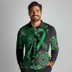 Minority Mental Health Awareness Personalised Long Sleeve Polo Shirt Aboriginal Ribbon Dot Painting