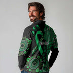Minority Mental Health Awareness Personalised Long Sleeve Polo Shirt Aboriginal Ribbon Dot Painting