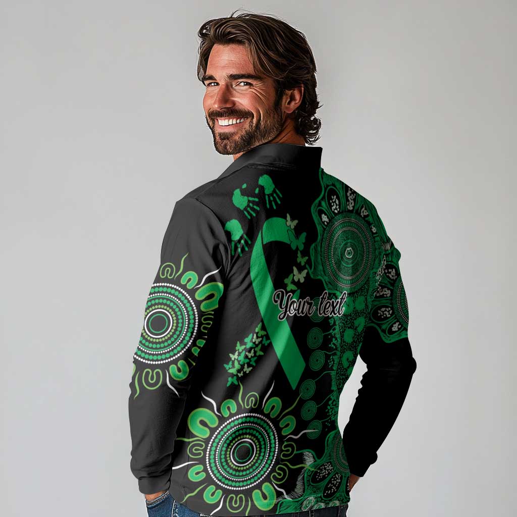 Minority Mental Health Awareness Personalised Long Sleeve Polo Shirt Aboriginal Ribbon Dot Painting
