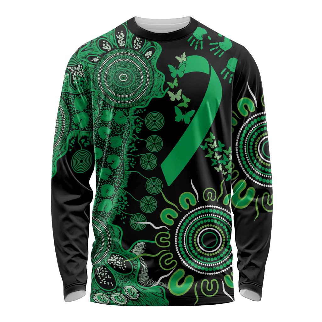 Minority Mental Health Awareness Personalised Long Sleeve Shirt Aboriginal Ribbon Dot Painting