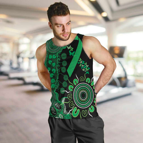 Minority Mental Health Awareness Personalised Men Tank Top Aboriginal Ribbon Dot Painting