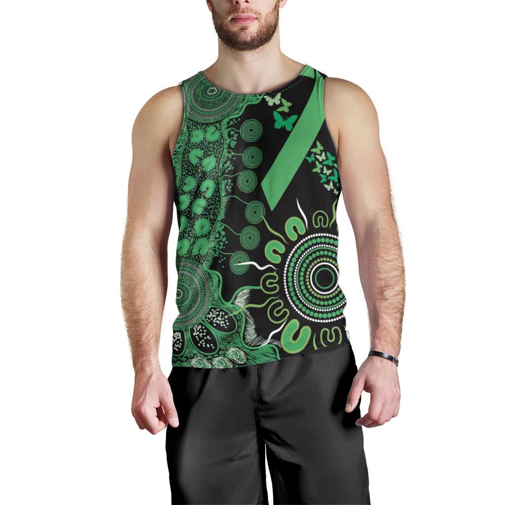 Minority Mental Health Awareness Personalised Men Tank Top Aboriginal Ribbon Dot Painting