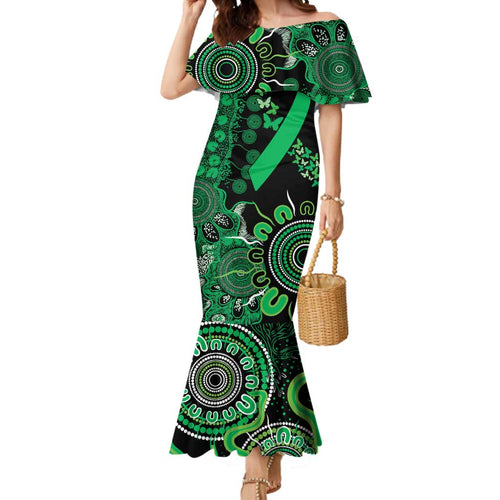 Minority Mental Health Awareness Personalised Mermaid Dress Aboriginal Ribbon Dot Painting