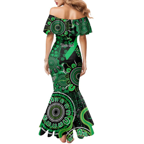 Minority Mental Health Awareness Personalised Mermaid Dress Aboriginal Ribbon Dot Painting