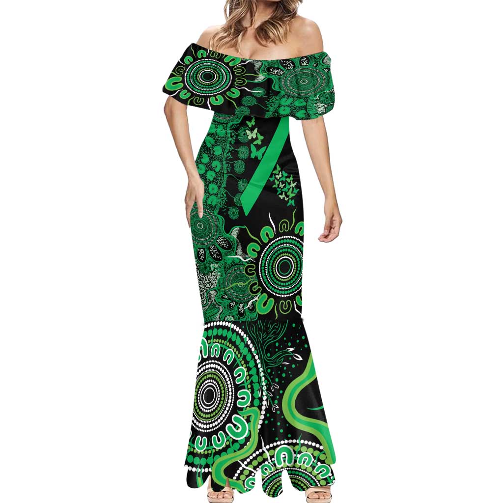 Minority Mental Health Awareness Personalised Mermaid Dress Aboriginal Ribbon Dot Painting