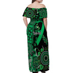 Minority Mental Health Awareness Personalised Off Shoulder Maxi Dress Aboriginal Ribbon Dot Painting