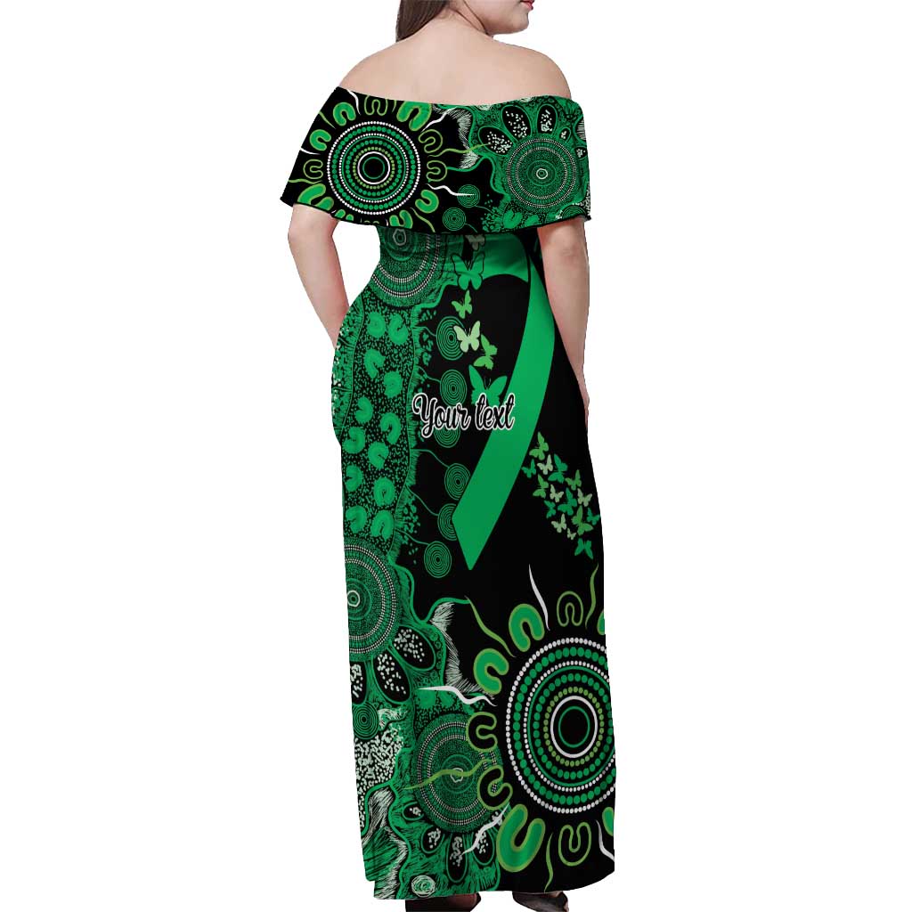 Minority Mental Health Awareness Personalised Off Shoulder Maxi Dress Aboriginal Ribbon Dot Painting