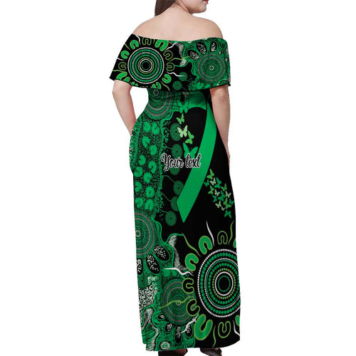 Minority Mental Health Awareness Personalised Off Shoulder Maxi Dress Aboriginal Ribbon Dot Painting