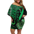 Minority Mental Health Awareness Personalised Off Shoulder Short Dress Aboriginal Ribbon Dot Painting