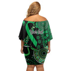 Minority Mental Health Awareness Personalised Off Shoulder Short Dress Aboriginal Ribbon Dot Painting