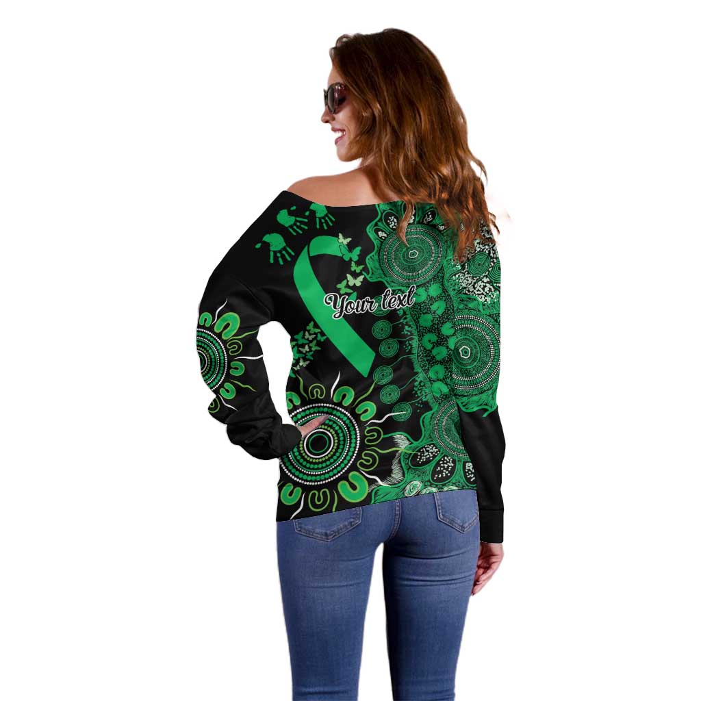 Minority Mental Health Awareness Personalised Off Shoulder Sweater Aboriginal Ribbon Dot Painting