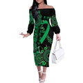 Minority Mental Health Awareness Personalised Off The Shoulder Long Sleeve Dress Aboriginal Ribbon Dot Painting