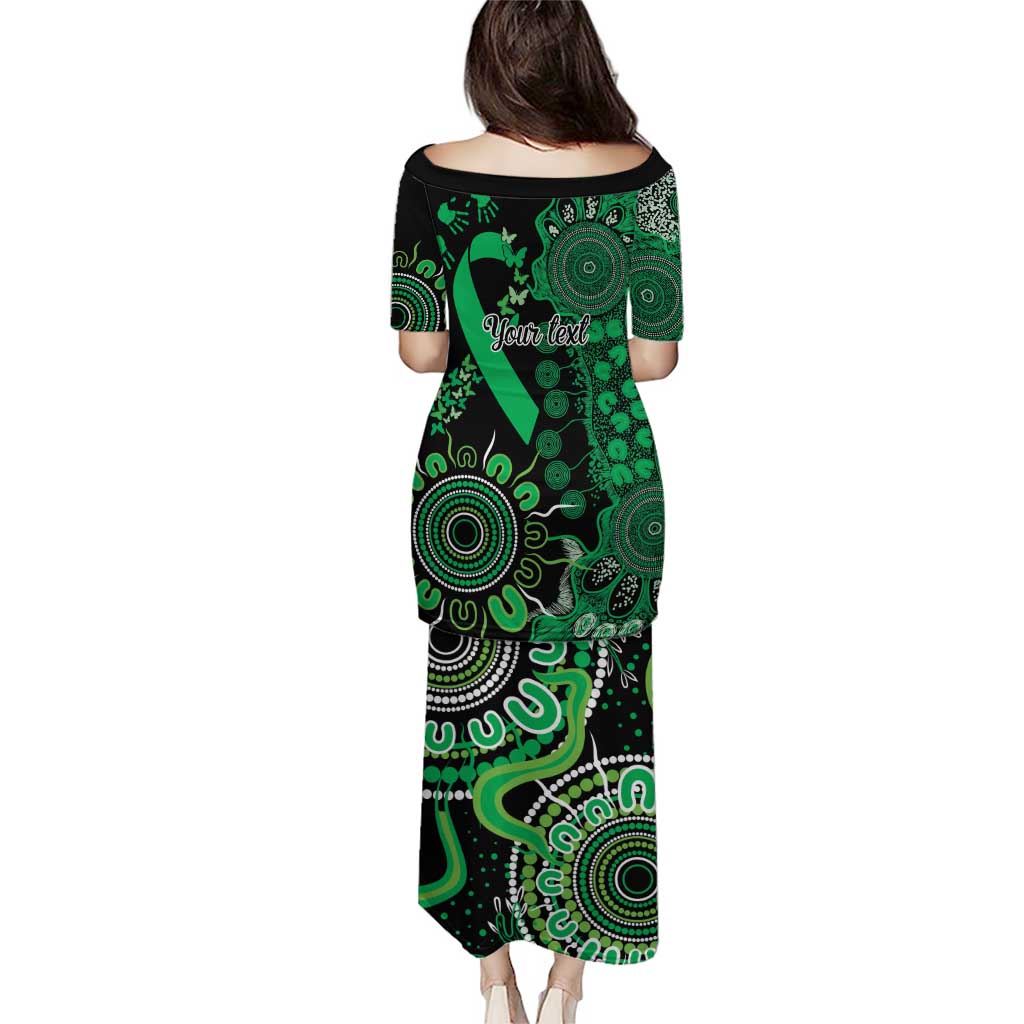 Minority Mental Health Awareness Personalised Puletasi Aboriginal Ribbon Dot Painting