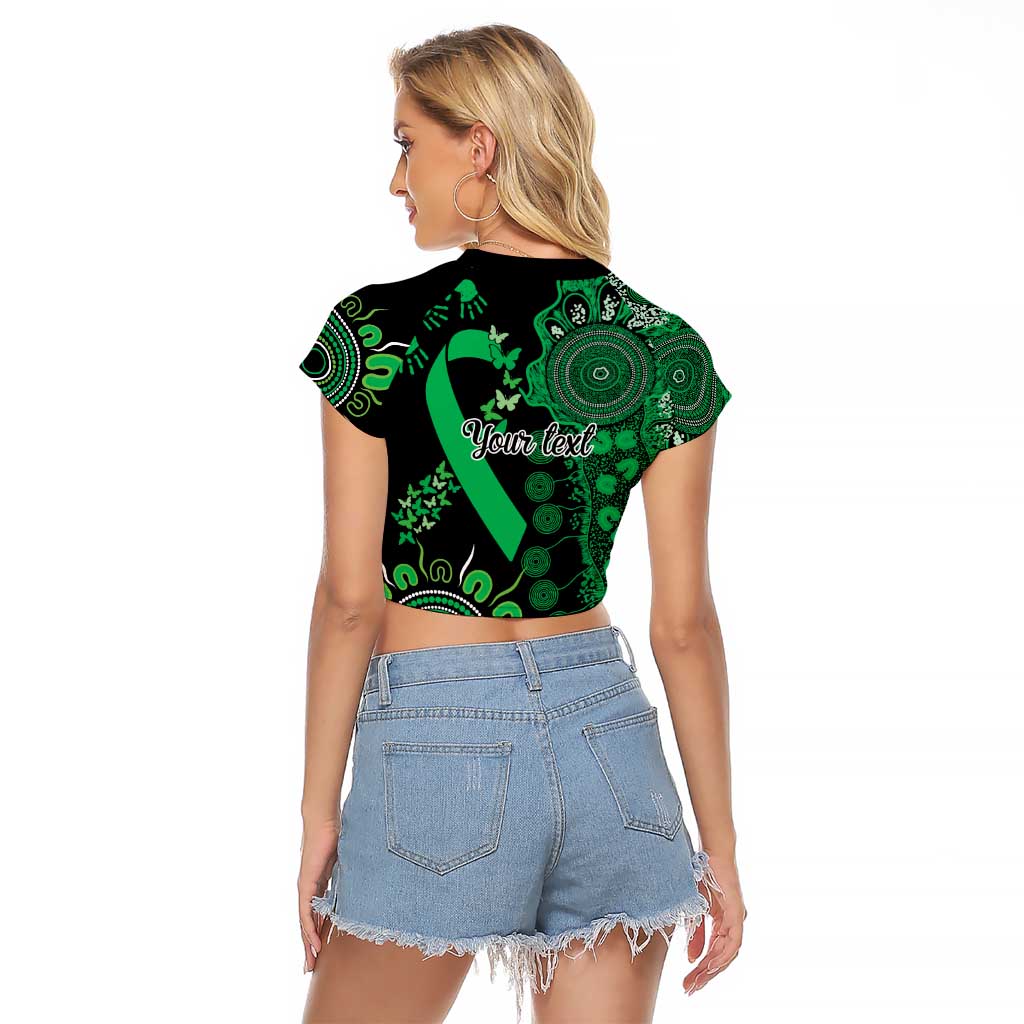 Minority Mental Health Awareness Personalised Raglan Cropped T Shirt Aboriginal Ribbon Dot Painting