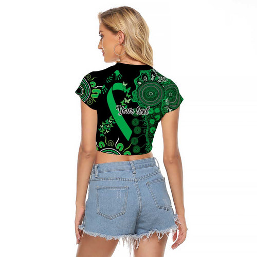 Minority Mental Health Awareness Personalised Raglan Cropped T Shirt Aboriginal Ribbon Dot Painting
