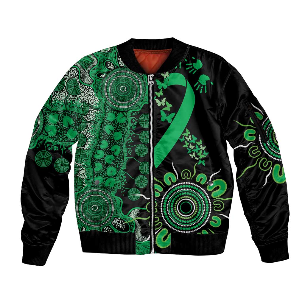 Minority Mental Health Awareness Personalised Sleeve Zip Bomber Jacket Aboriginal Ribbon Dot Painting