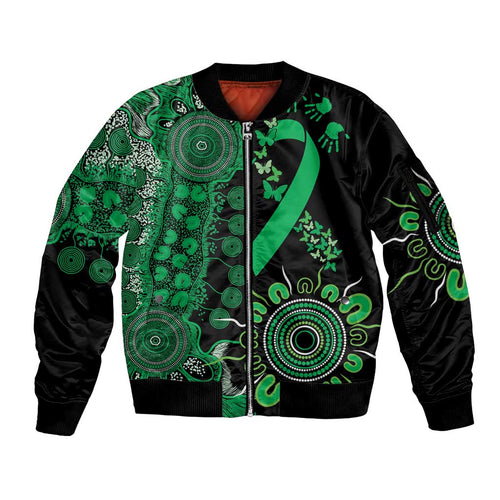 Minority Mental Health Awareness Personalised Sleeve Zip Bomber Jacket Aboriginal Ribbon Dot Painting