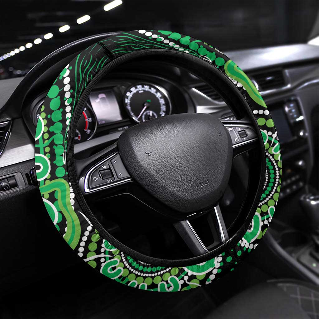 Minority Mental Health Awareness Steering Wheel Cover Aboriginal Ribbon Dot Painting