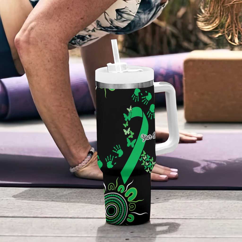 Minority Mental Health Awareness Personalised Tumbler With Handle Aboriginal Ribbon Dot Painting