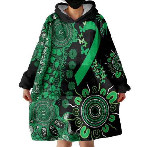 Minority Mental Health Awareness Personalised Wearable Blanket Hoodie Aboriginal Ribbon Dot Painting