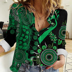 Minority Mental Health Awareness Personalised Women Casual Shirt Aboriginal Ribbon Dot Painting