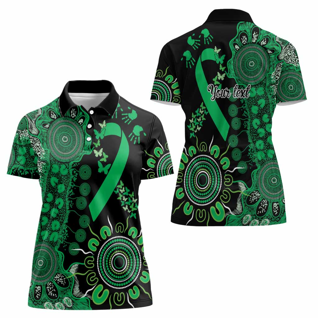 Minority Mental Health Awareness Personalised Women Polo Shirt Aboriginal Ribbon Dot Painting