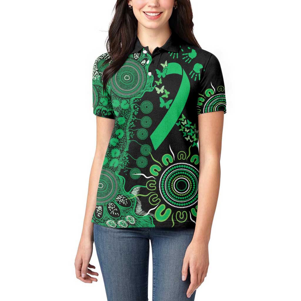 Minority Mental Health Awareness Personalised Women Polo Shirt Aboriginal Ribbon Dot Painting