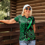Minority Mental Health Awareness Personalised Women Polo Shirt Aboriginal Ribbon Dot Painting