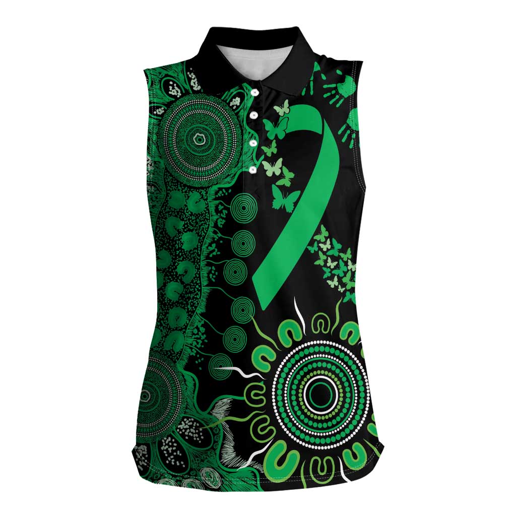 Minority Mental Health Awareness Personalised Women Sleeveless Polo Shirt Aboriginal Ribbon Dot Painting
