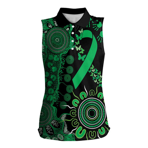 Minority Mental Health Awareness Personalised Women Sleeveless Polo Shirt Aboriginal Ribbon Dot Painting