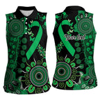 Minority Mental Health Awareness Personalised Women Sleeveless Polo Shirt Aboriginal Ribbon Dot Painting