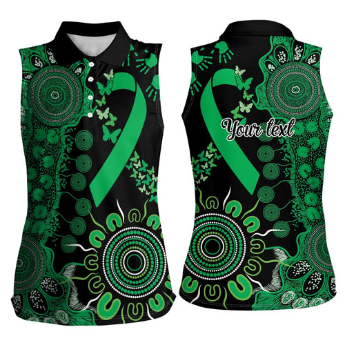 Minority Mental Health Awareness Personalised Women Sleeveless Polo Shirt Aboriginal Ribbon Dot Painting