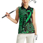 Minority Mental Health Awareness Personalised Women Sleeveless Polo Shirt Aboriginal Ribbon Dot Painting