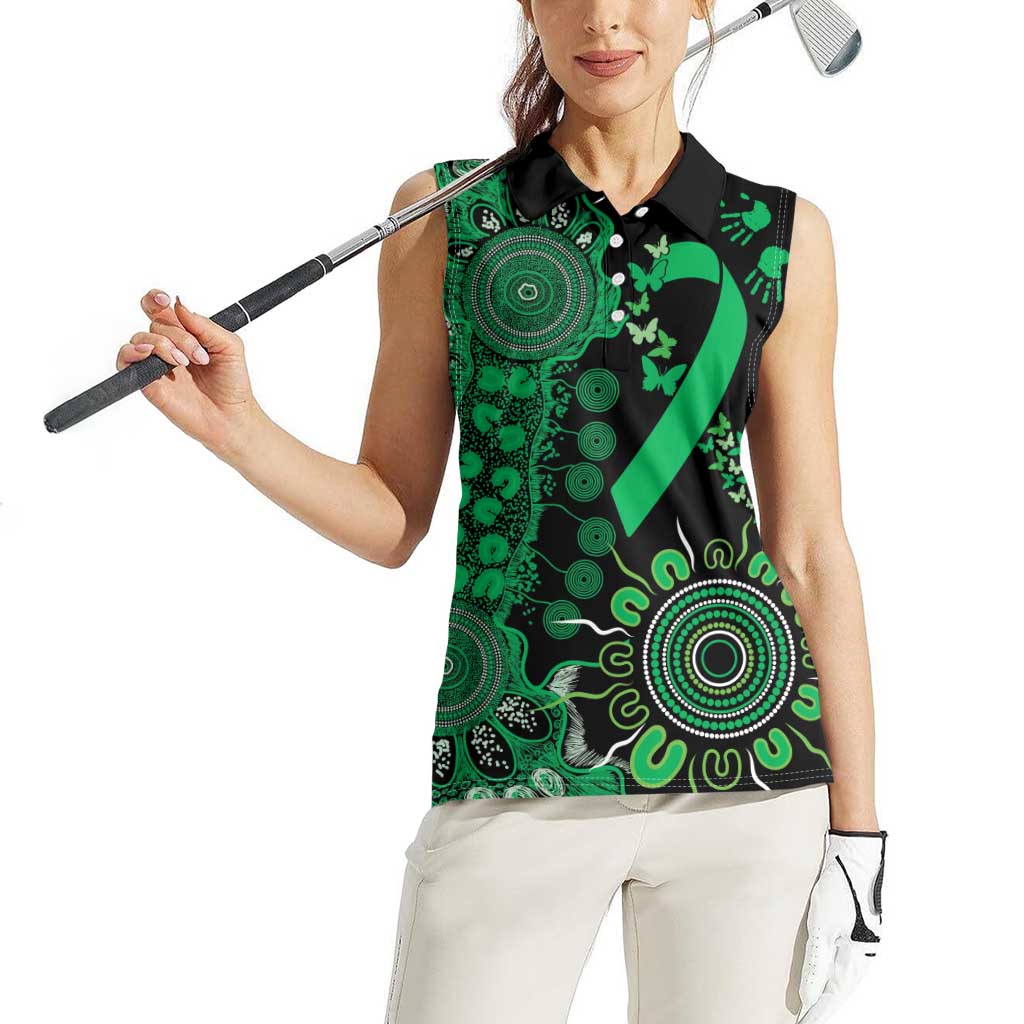 Minority Mental Health Awareness Personalised Women Sleeveless Polo Shirt Aboriginal Ribbon Dot Painting