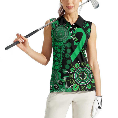 Minority Mental Health Awareness Personalised Women Sleeveless Polo Shirt Aboriginal Ribbon Dot Painting