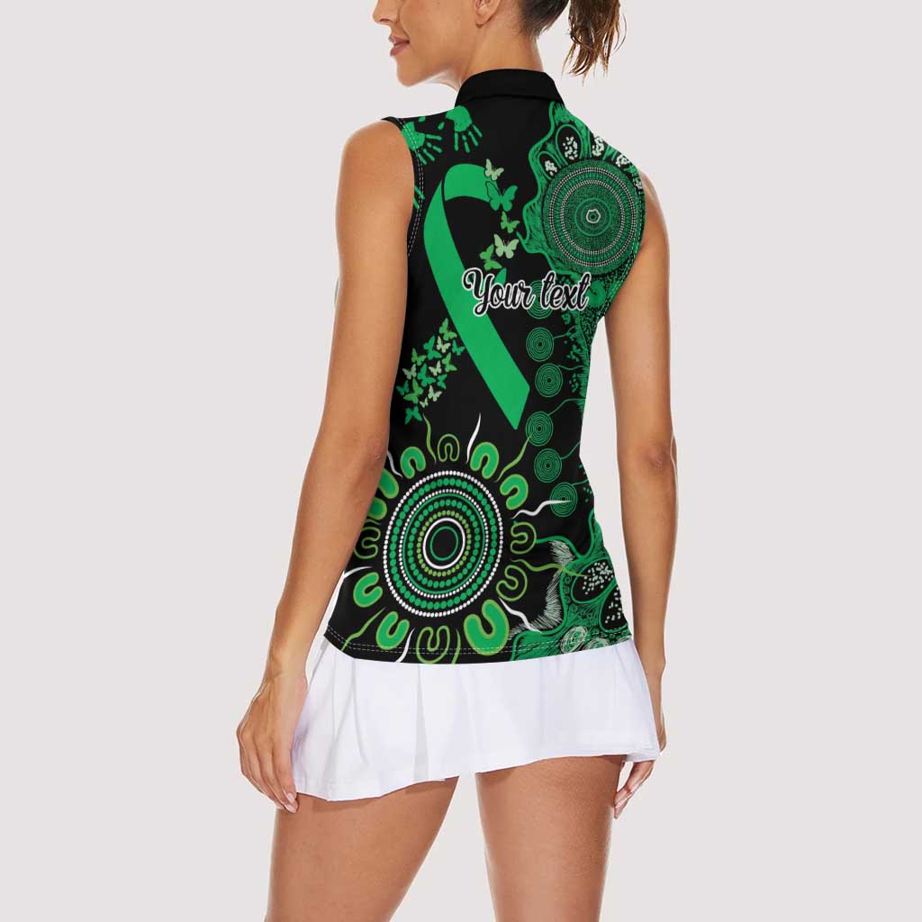 Minority Mental Health Awareness Personalised Women Sleeveless Polo Shirt Aboriginal Ribbon Dot Painting